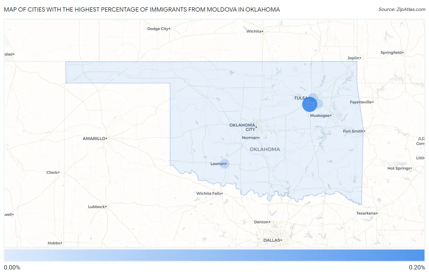 Cities with the Highest Percentage of Immigrants from Moldova in Oklahoma Map