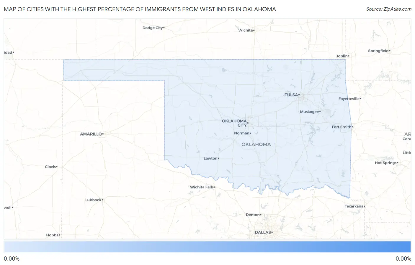 Cities with the Highest Percentage of Immigrants from West Indies in Oklahoma Map