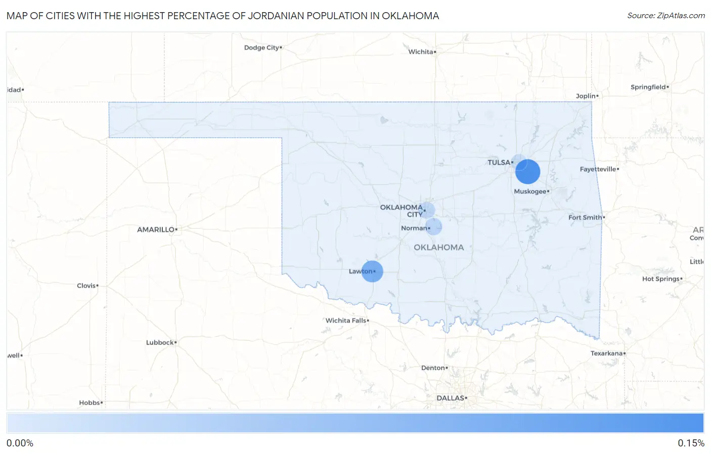 Cities with the Highest Percentage of Jordanian Population in Oklahoma Map