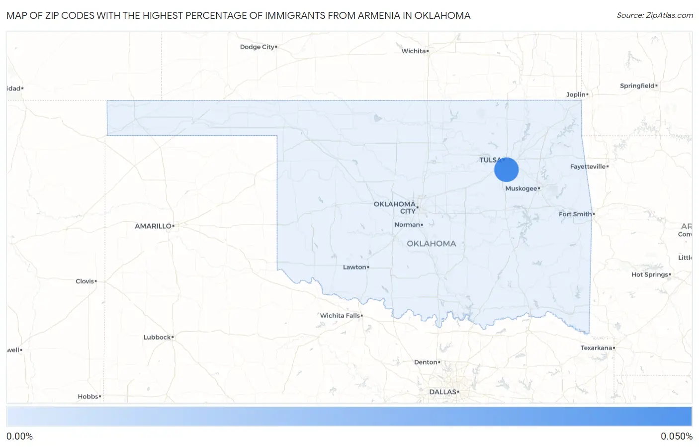 Zip Codes with the Highest Percentage of Immigrants from Armenia in Oklahoma Map