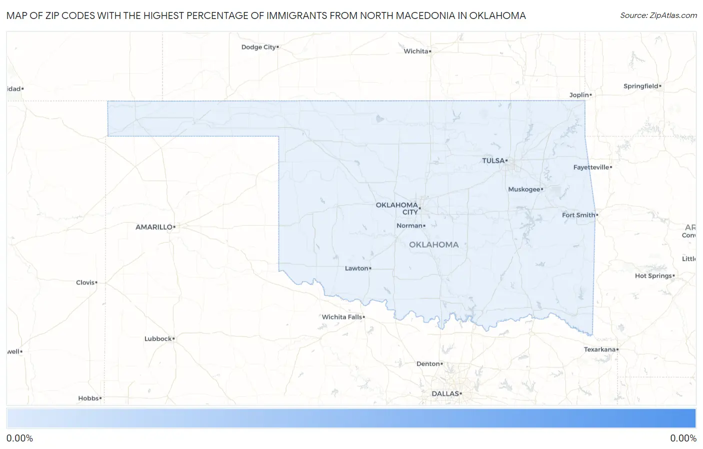Zip Codes with the Highest Percentage of Immigrants from North Macedonia in Oklahoma Map