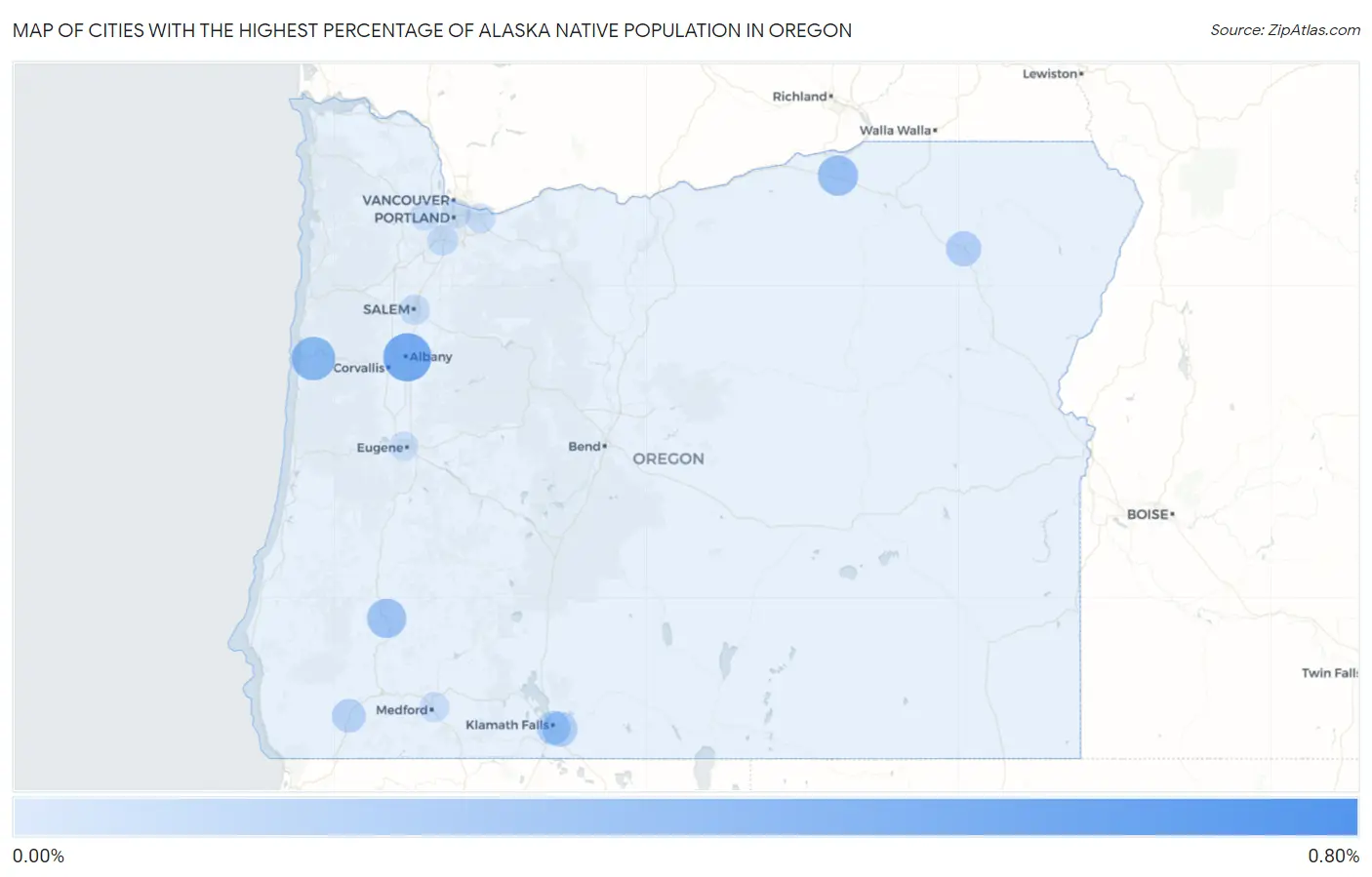 Cities with the Highest Percentage of Alaska Native Population in Oregon Map