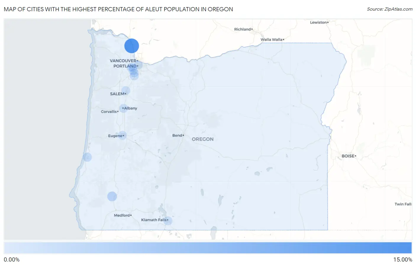 Cities with the Highest Percentage of Aleut Population in Oregon Map