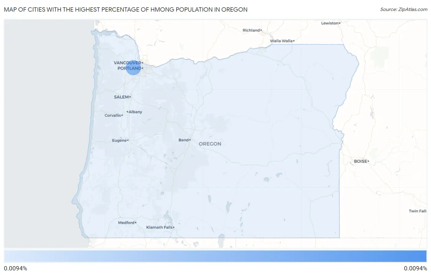 Cities with the Highest Percentage of Hmong Population in Oregon Map