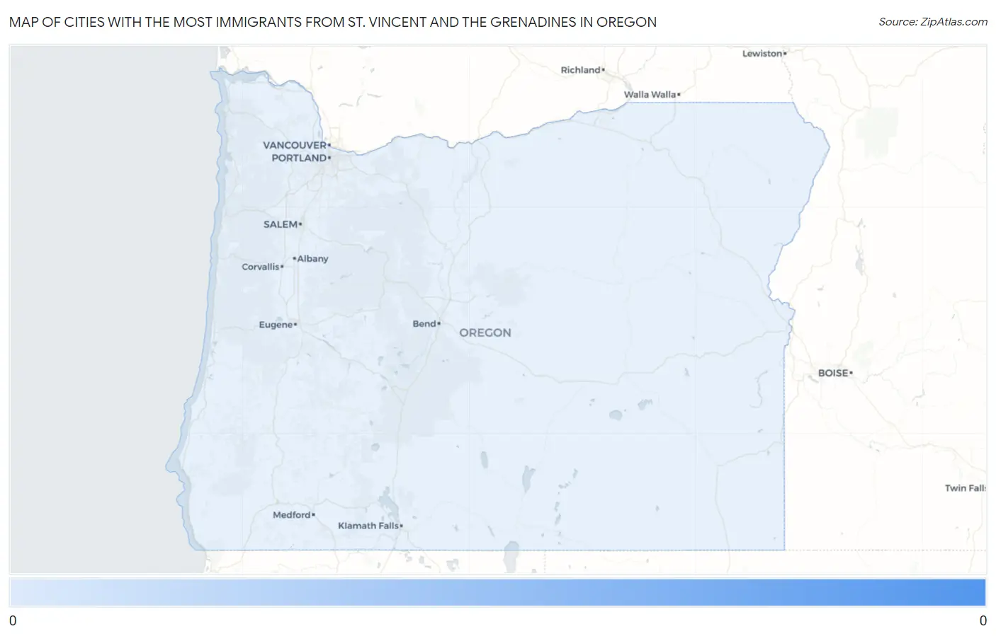 Cities with the Most Immigrants from St. Vincent and the Grenadines in Oregon Map