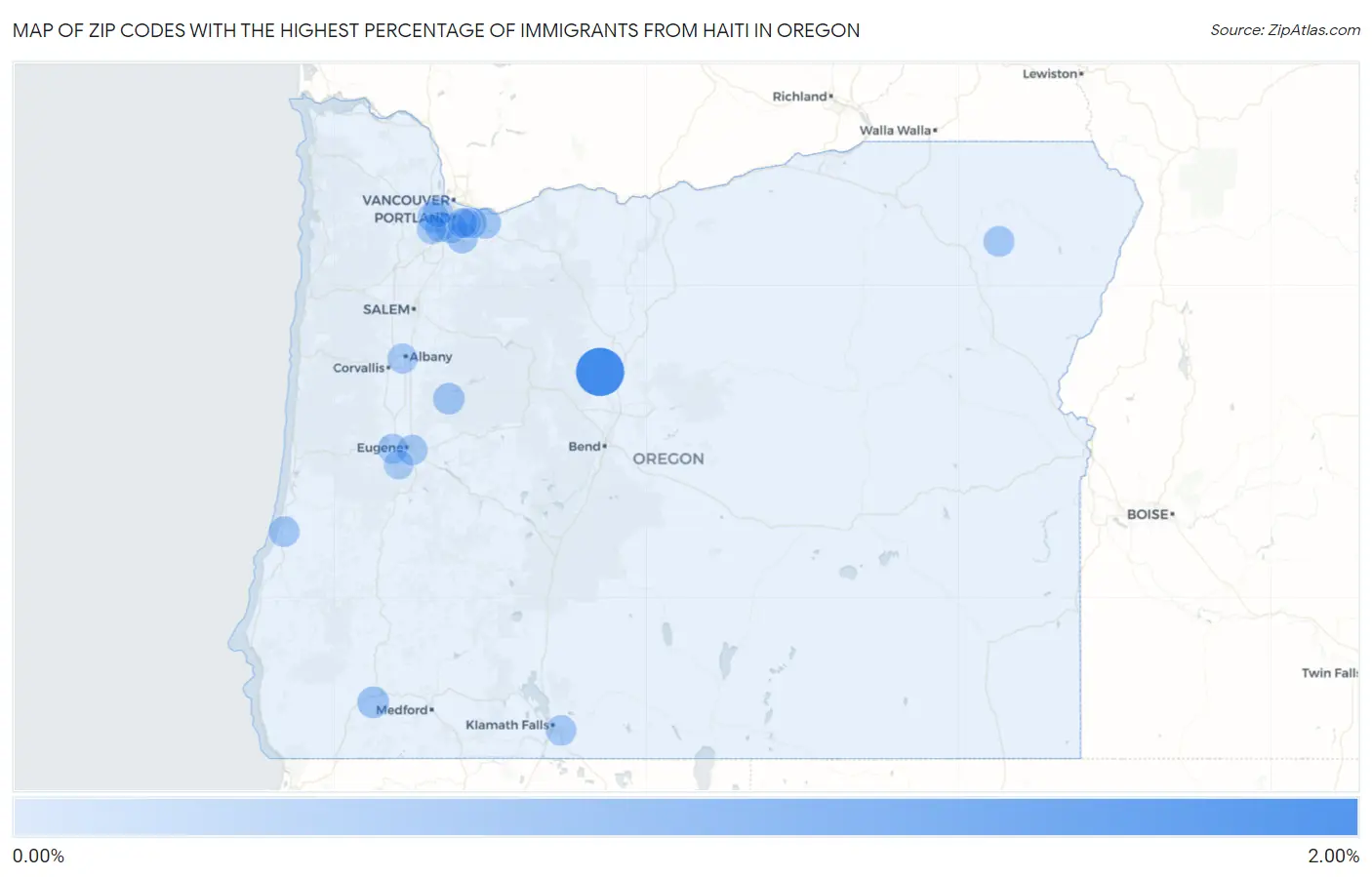 Zip Codes with the Highest Percentage of Immigrants from Haiti in Oregon Map