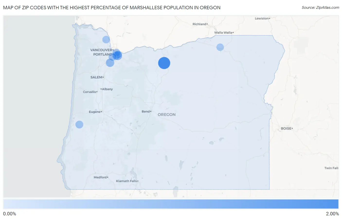 Zip Codes with the Highest Percentage of Marshallese Population in Oregon Map