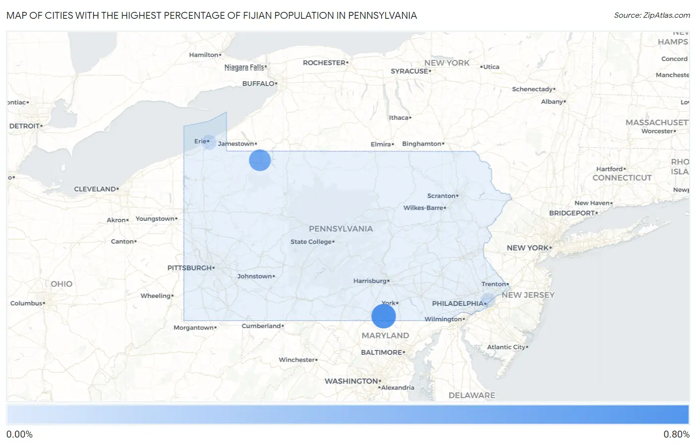 Cities with the Highest Percentage of Fijian Population in Pennsylvania Map