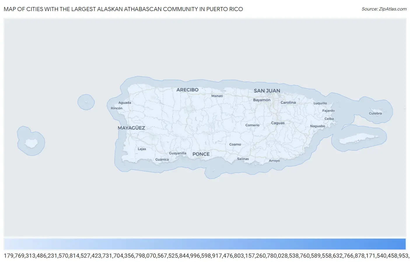 Cities with the Largest Alaskan Athabascan Community in Puerto Rico Map