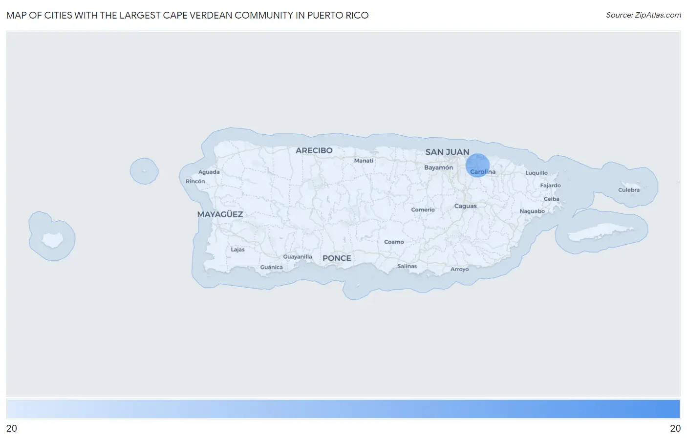 Cities with the Largest Cape Verdean Community in Puerto Rico Map