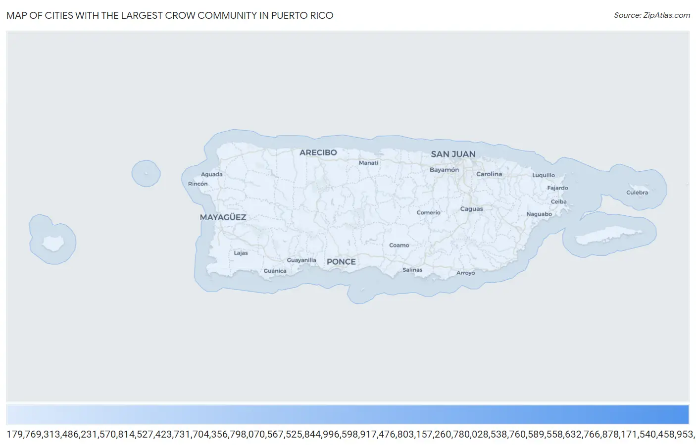 Cities with the Largest Crow Community in Puerto Rico Map