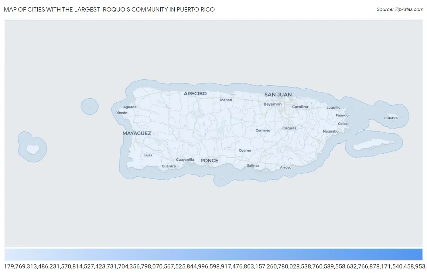 Cities with the Largest Iroquois Community in Puerto Rico Map