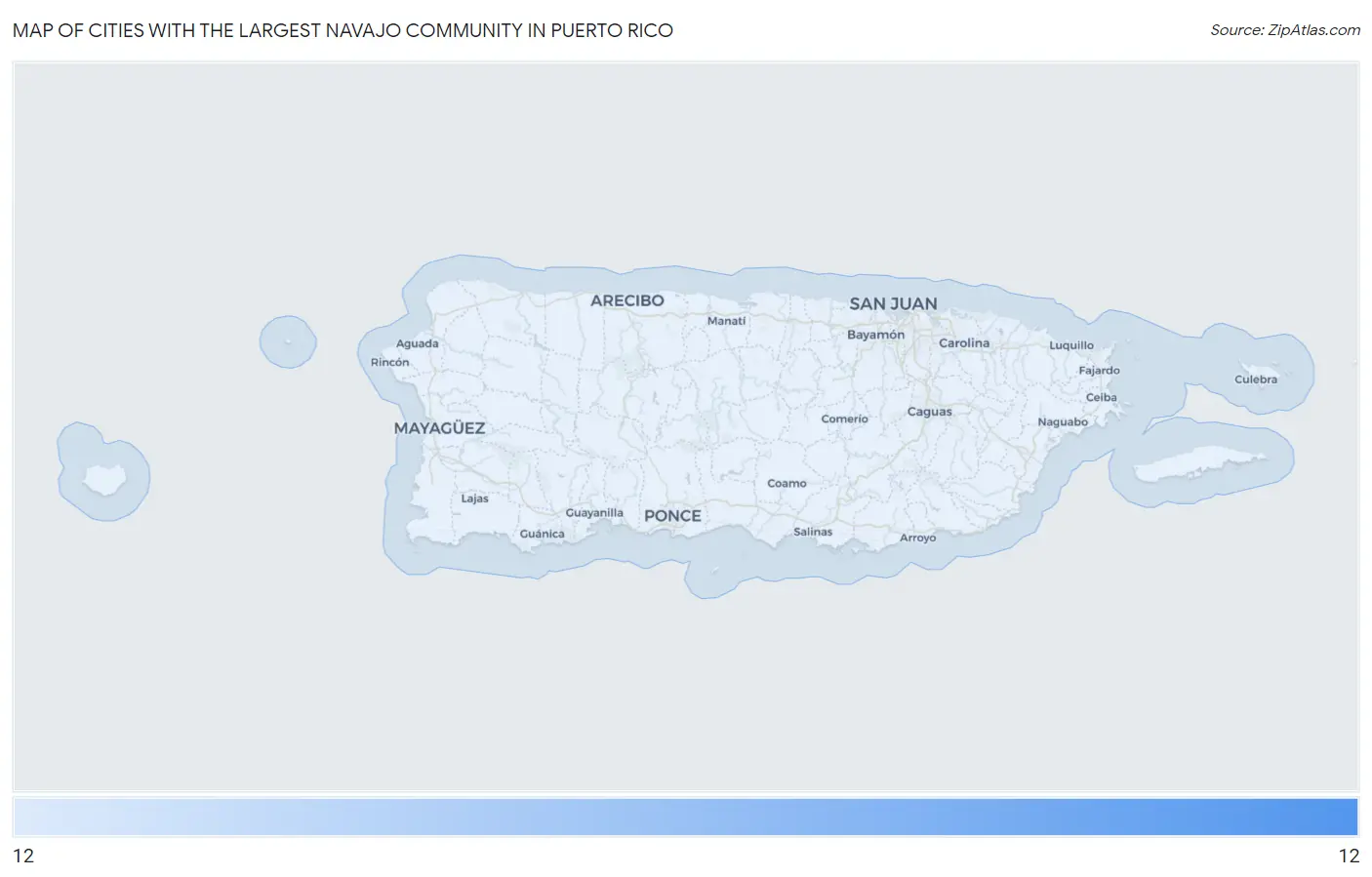 Cities with the Largest Navajo Community in Puerto Rico Map