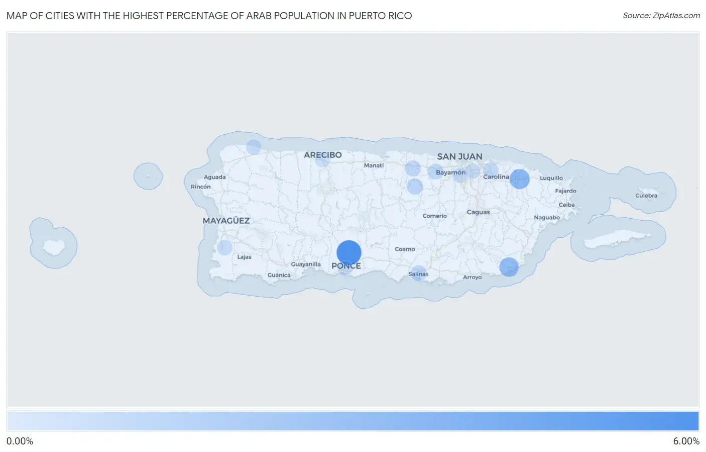 Cities with the Highest Percentage of Arab Population in Puerto Rico Map