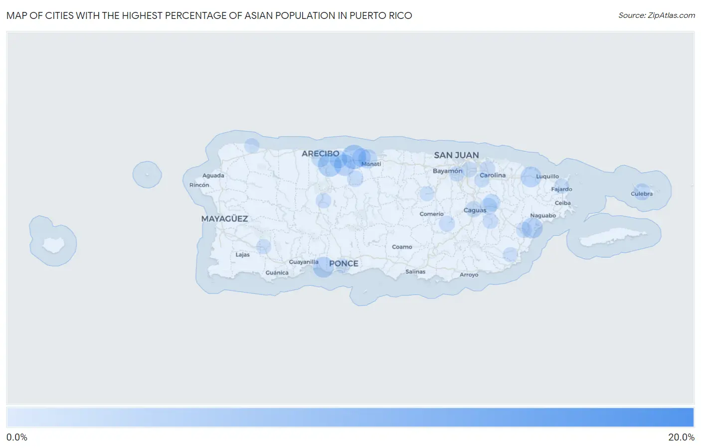 Cities with the Highest Percentage of Asian Population in Puerto Rico Map