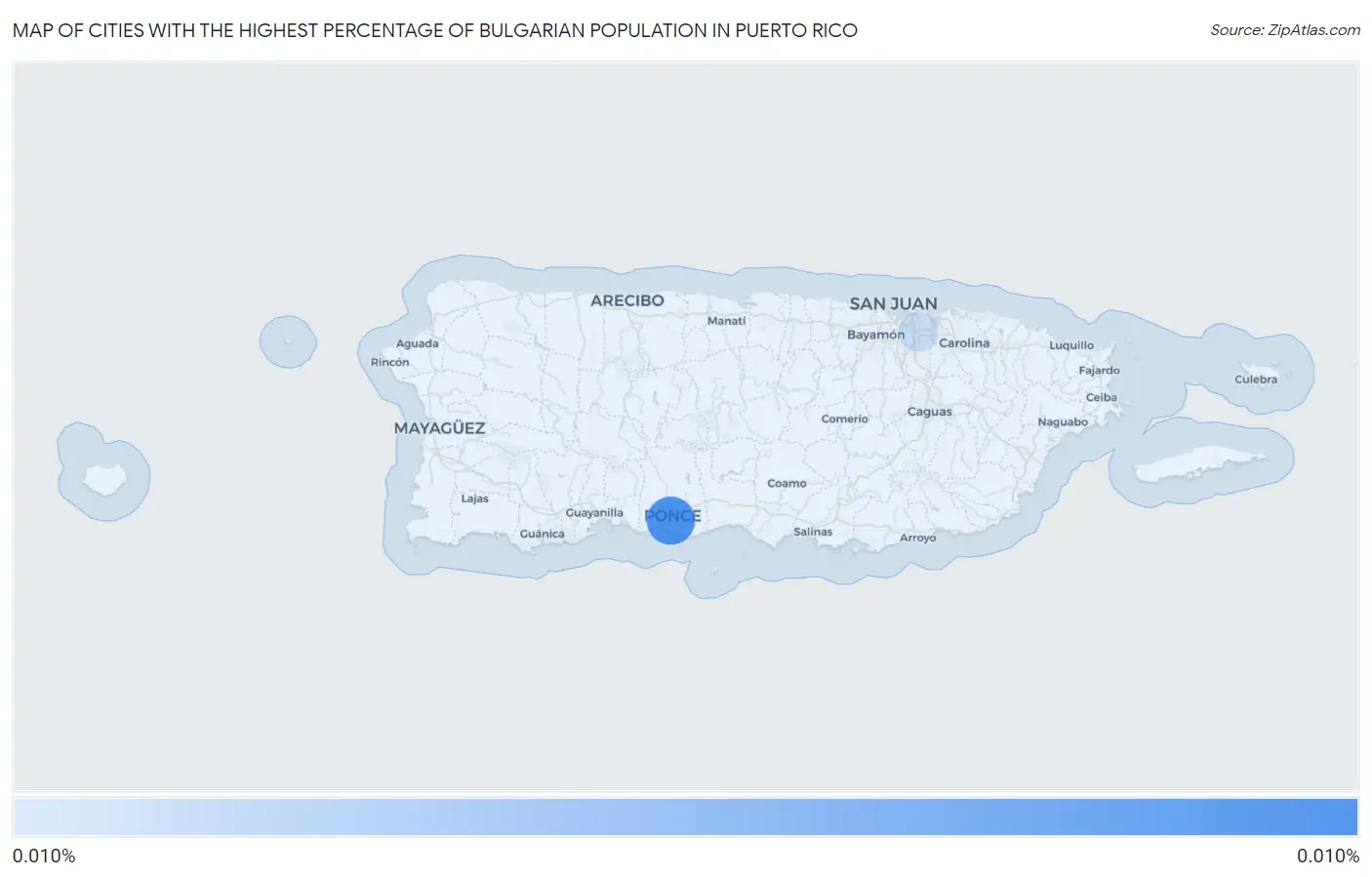 Cities with the Highest Percentage of Bulgarian Population in Puerto Rico Map