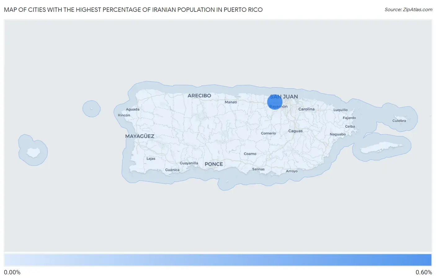 Cities with the Highest Percentage of Iranian Population in Puerto Rico Map