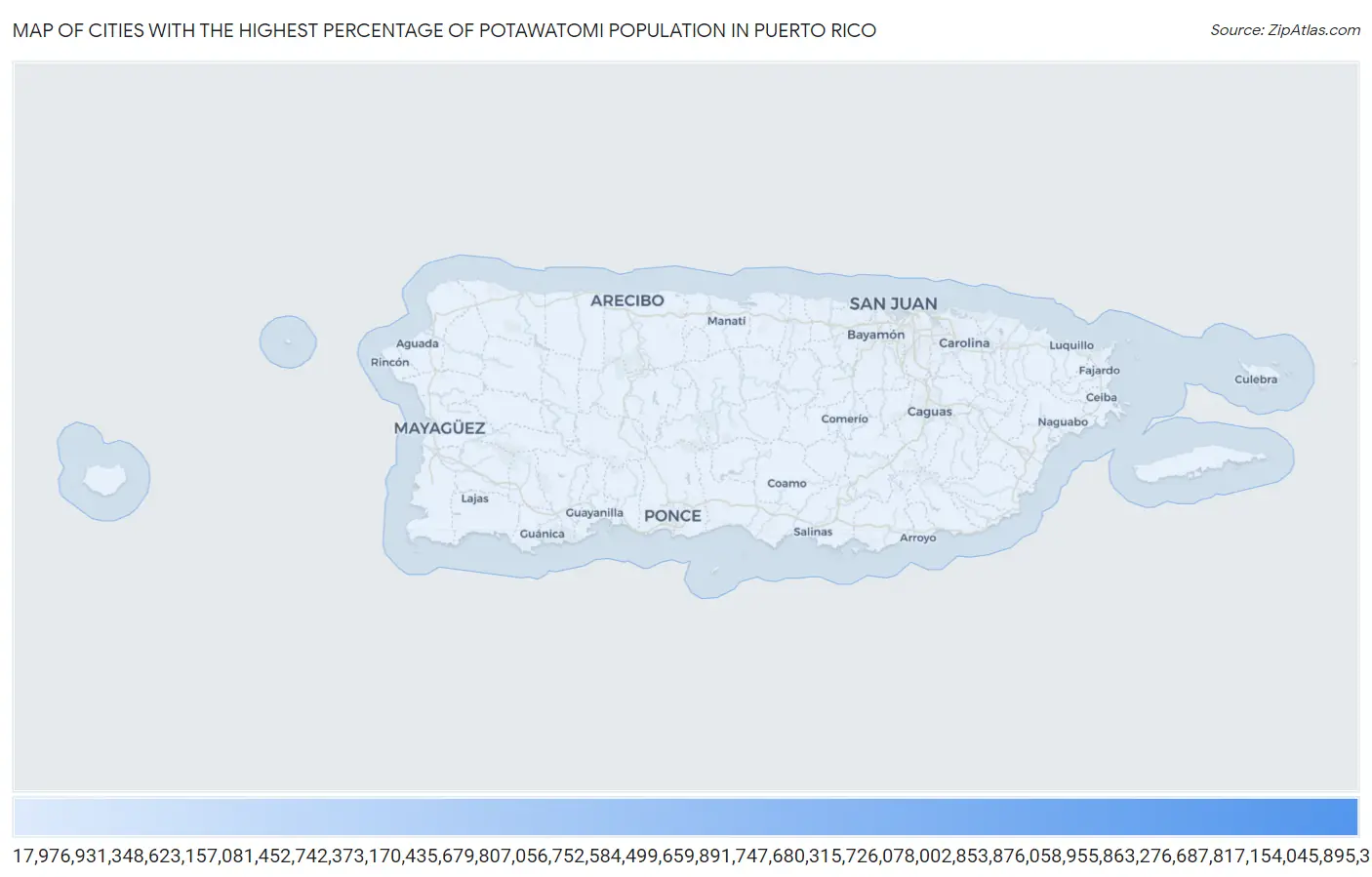 Cities with the Highest Percentage of Potawatomi Population in Puerto Rico Map