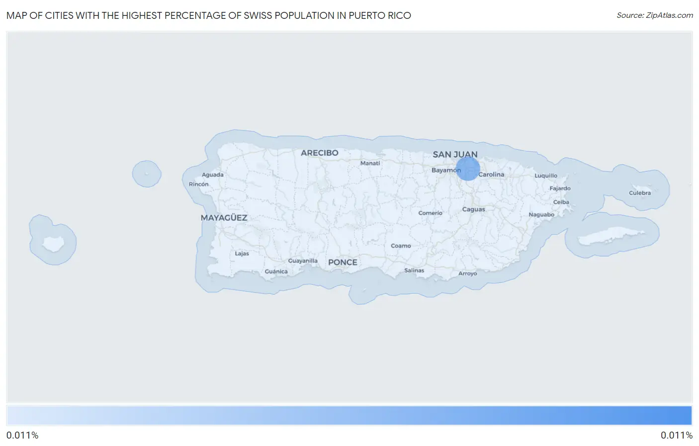 Cities with the Highest Percentage of Swiss Population in Puerto Rico Map
