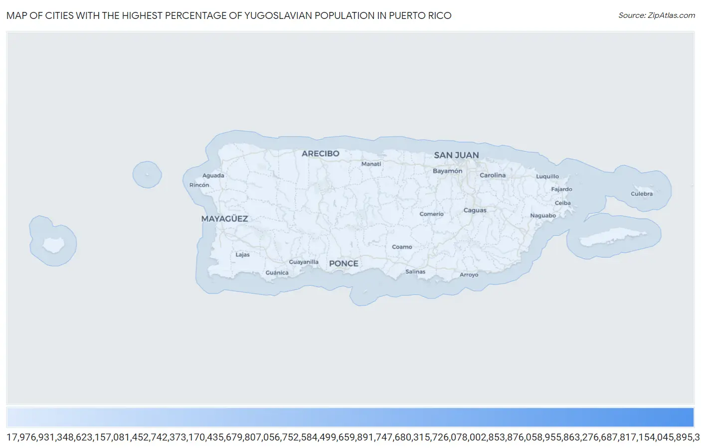 Cities with the Highest Percentage of Yugoslavian Population in Puerto Rico Map