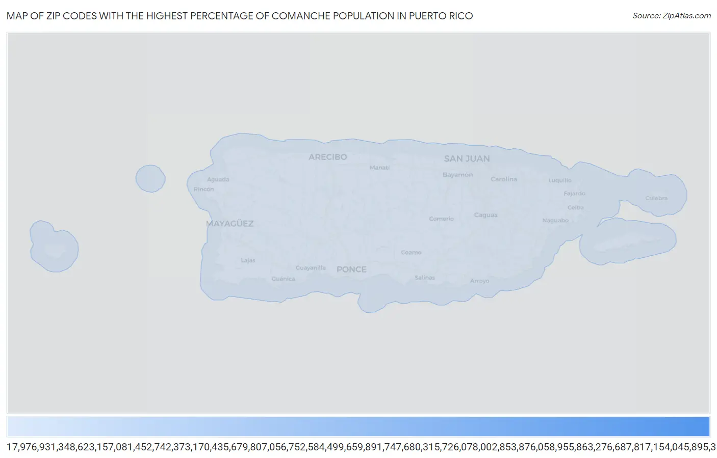 Zip Codes with the Highest Percentage of Comanche Population in Puerto Rico Map