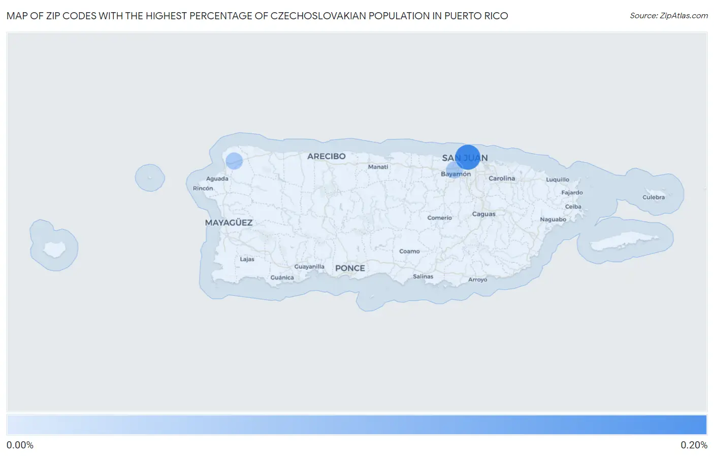 Zip Codes with the Highest Percentage of Czechoslovakian Population in Puerto Rico Map