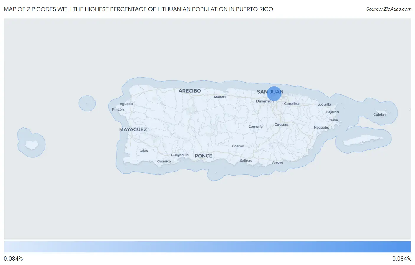 Zip Codes with the Highest Percentage of Lithuanian Population in Puerto Rico Map
