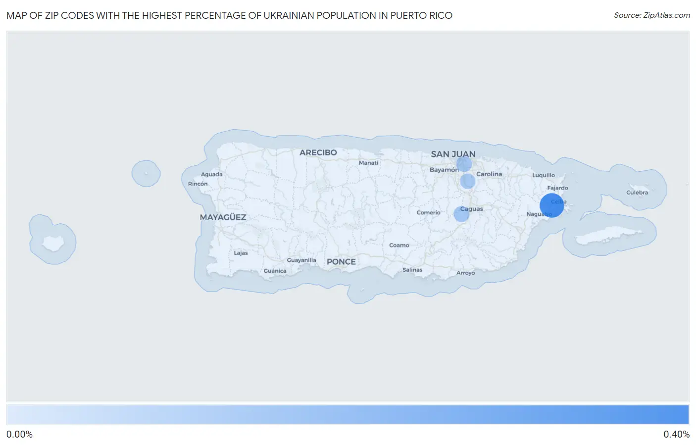 Zip Codes with the Highest Percentage of Ukrainian Population in Puerto Rico Map