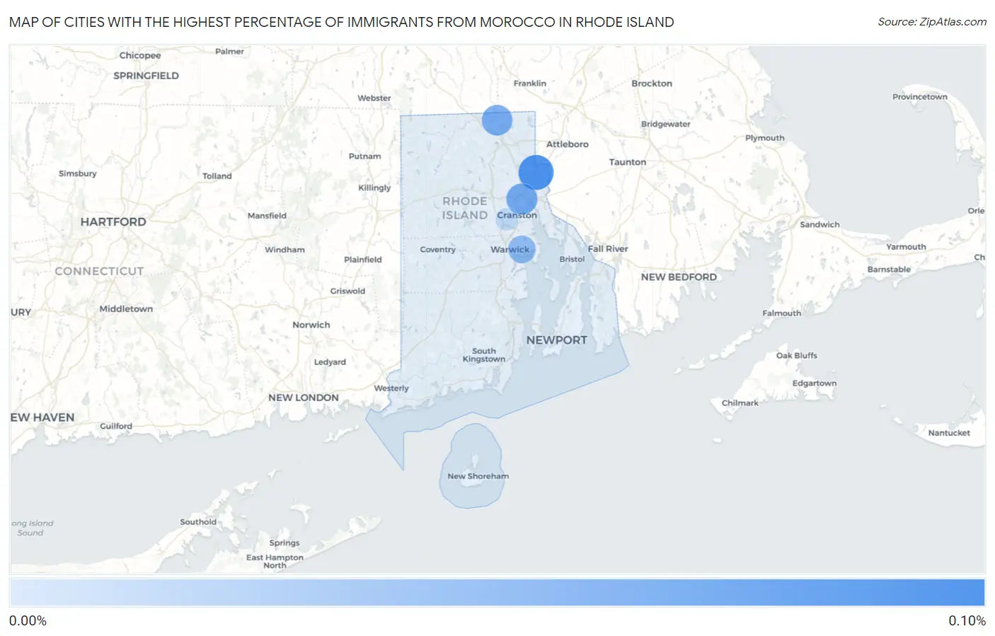 Cities with the Highest Percentage of Immigrants from Morocco in Rhode Island Map