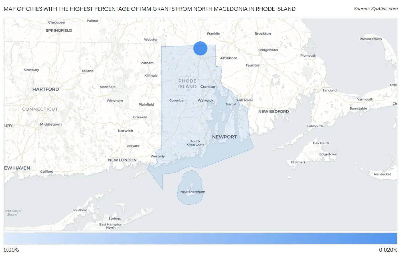 Cities with the Highest Percentage of Immigrants from North Macedonia in Rhode Island Map