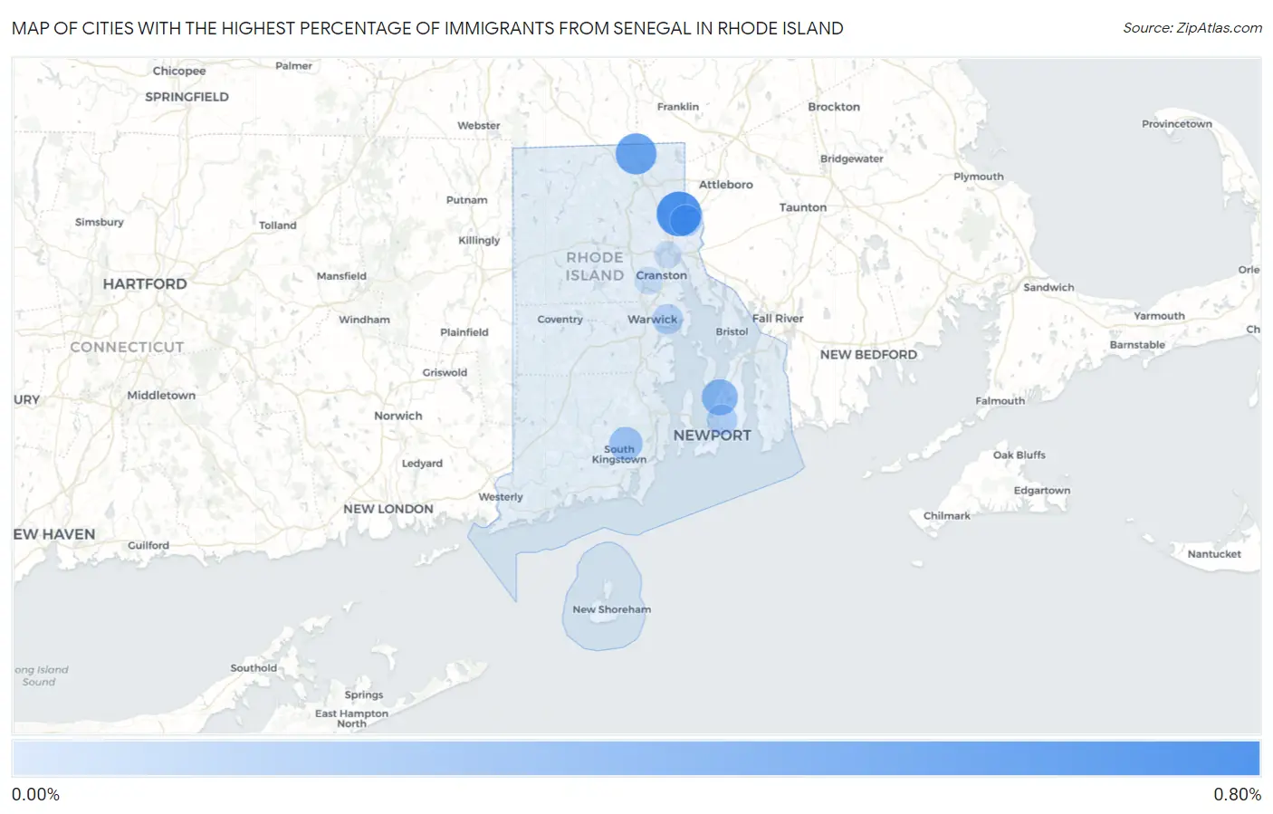 Cities with the Highest Percentage of Immigrants from Senegal in Rhode Island Map