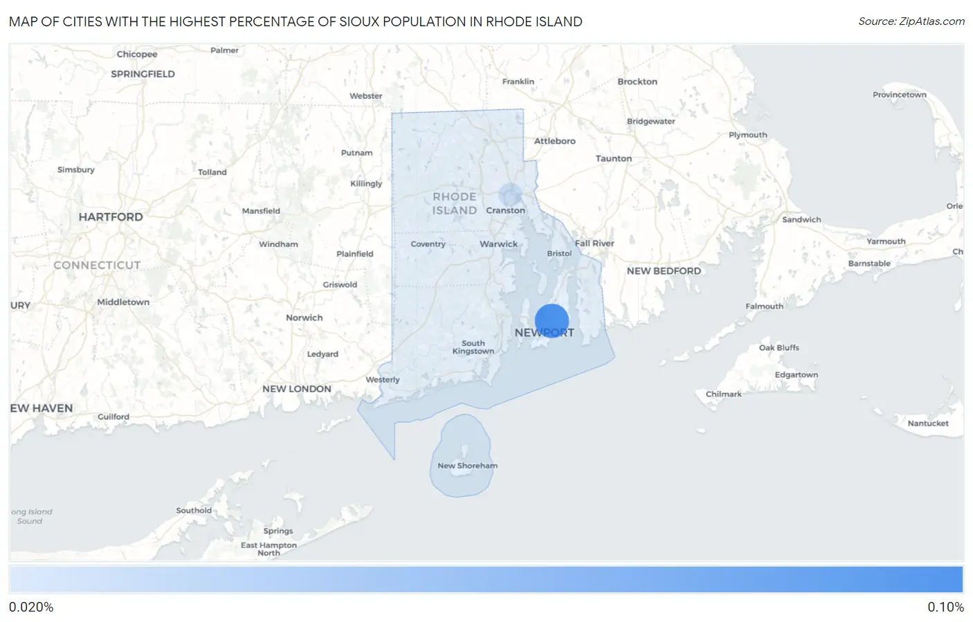 Cities with the Highest Percentage of Sioux Population in Rhode Island Map