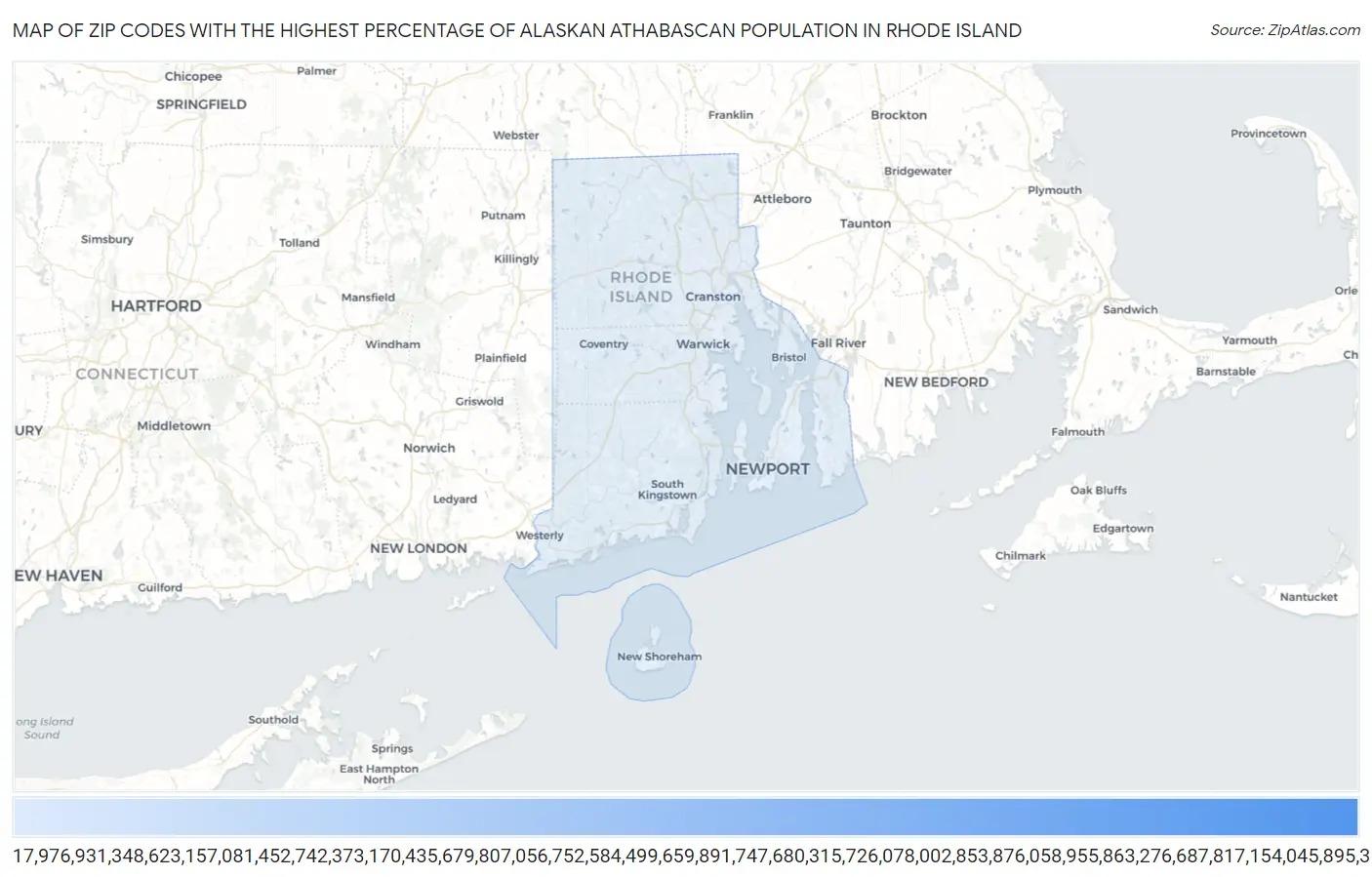 Zip Codes with the Highest Percentage of Alaskan Athabascan Population in Rhode Island Map