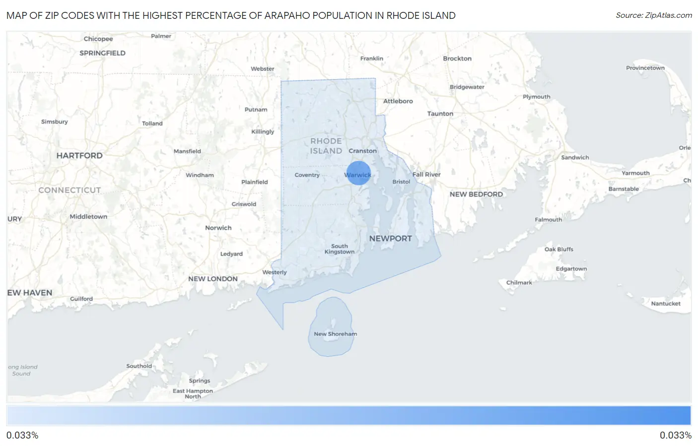 Zip Codes with the Highest Percentage of Arapaho Population in Rhode Island Map