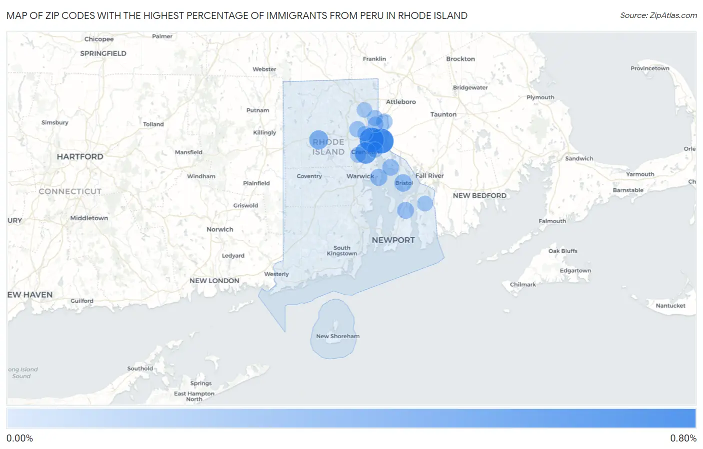 Zip Codes with the Highest Percentage of Immigrants from Peru in Rhode Island Map