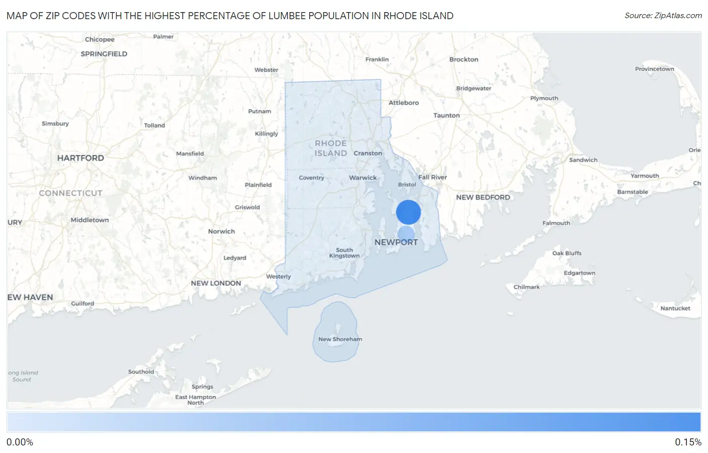 Zip Codes with the Highest Percentage of Lumbee Population in Rhode Island Map