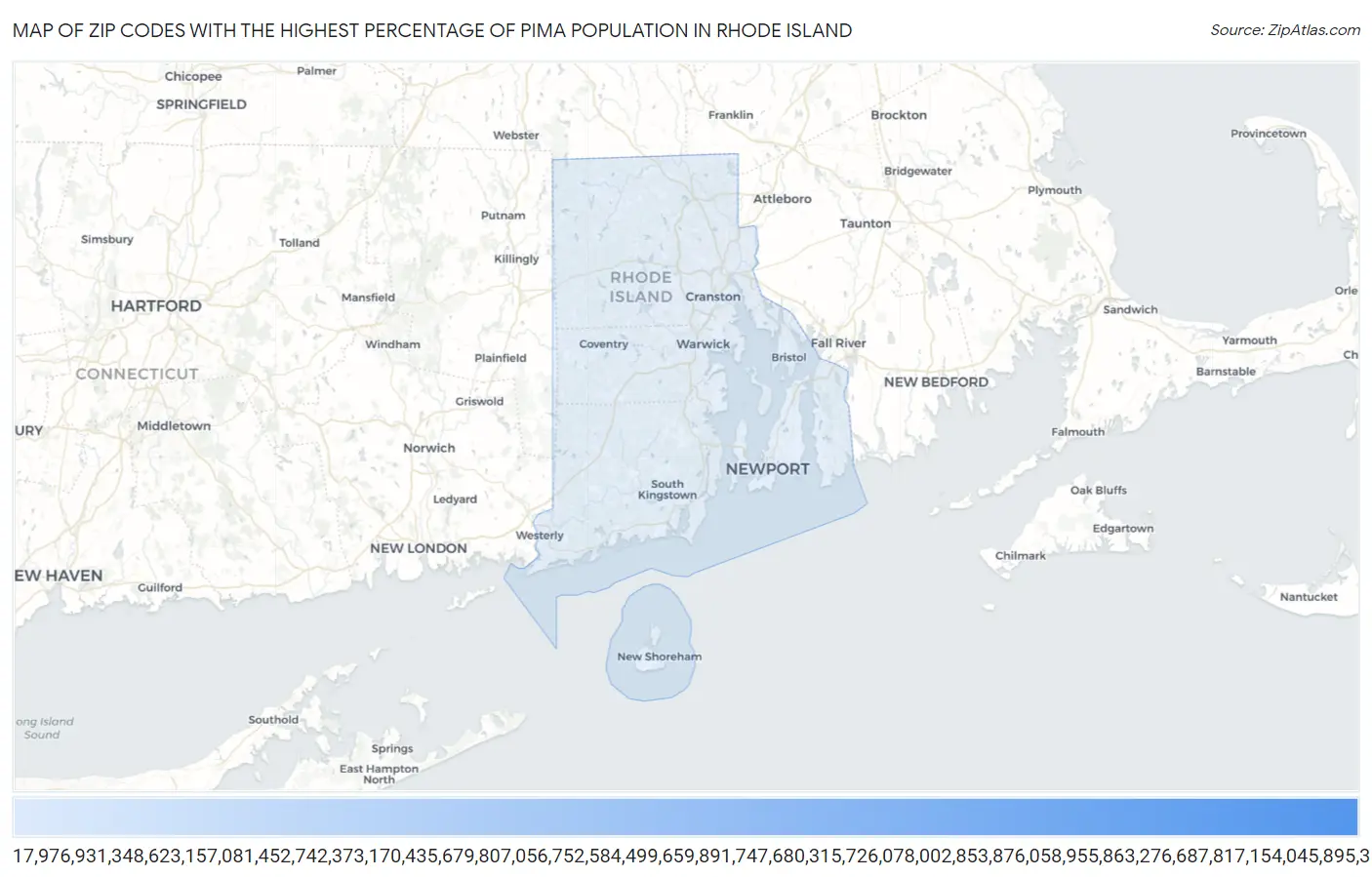 Zip Codes with the Highest Percentage of Pima Population in Rhode Island Map