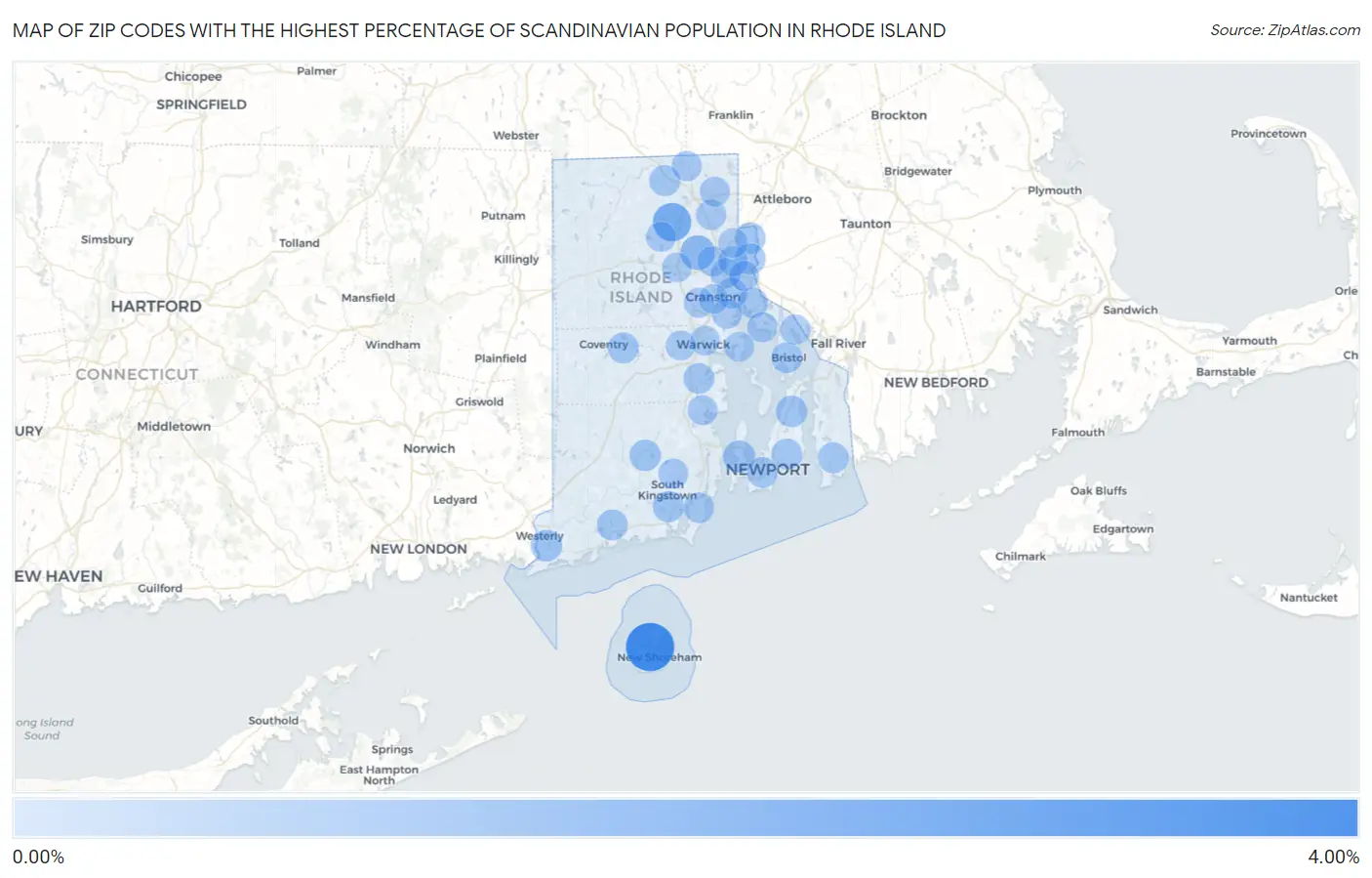 Zip Codes with the Highest Percentage of Scandinavian Population in Rhode Island Map