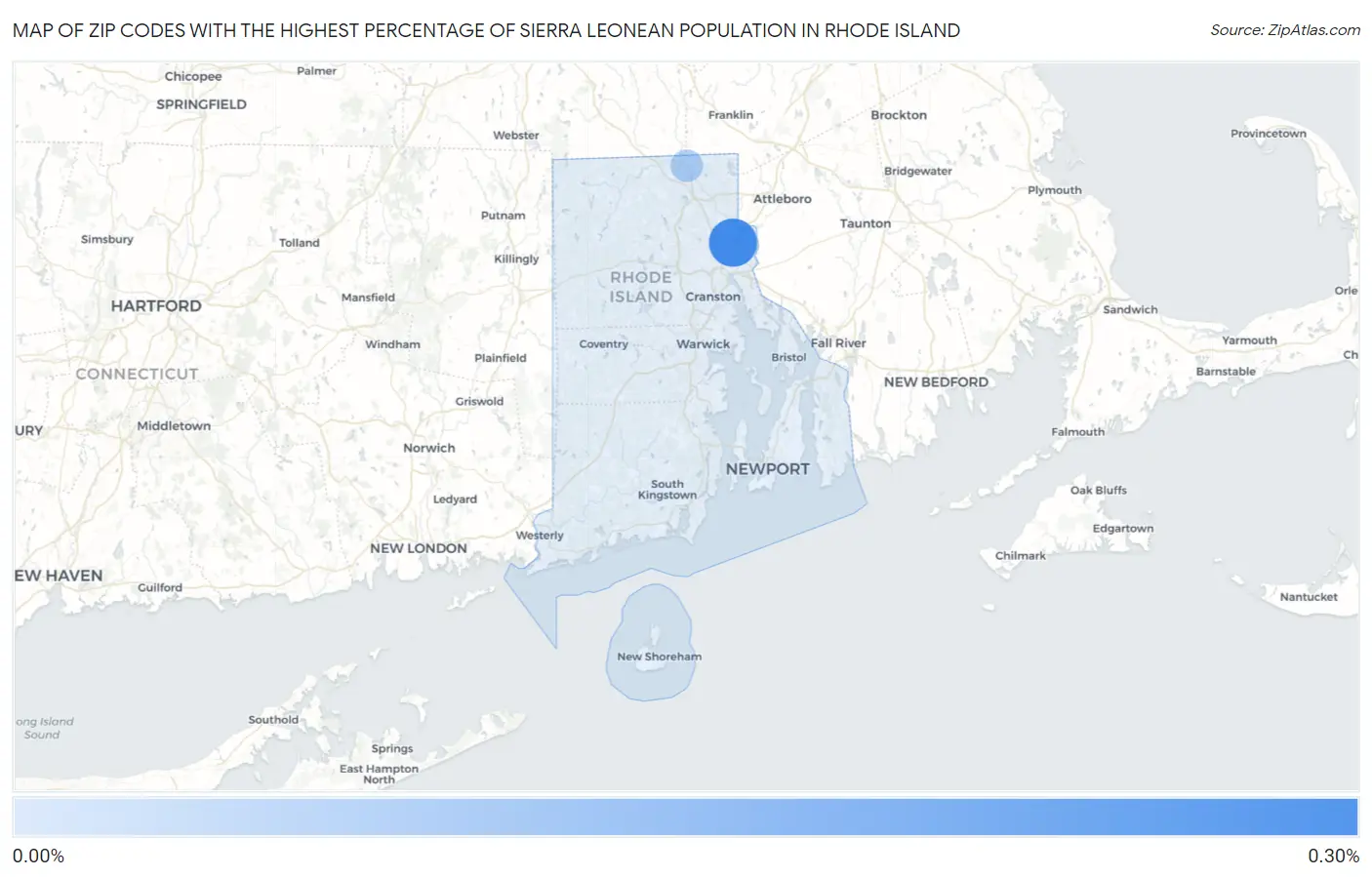 Zip Codes with the Highest Percentage of Sierra Leonean Population in Rhode Island Map