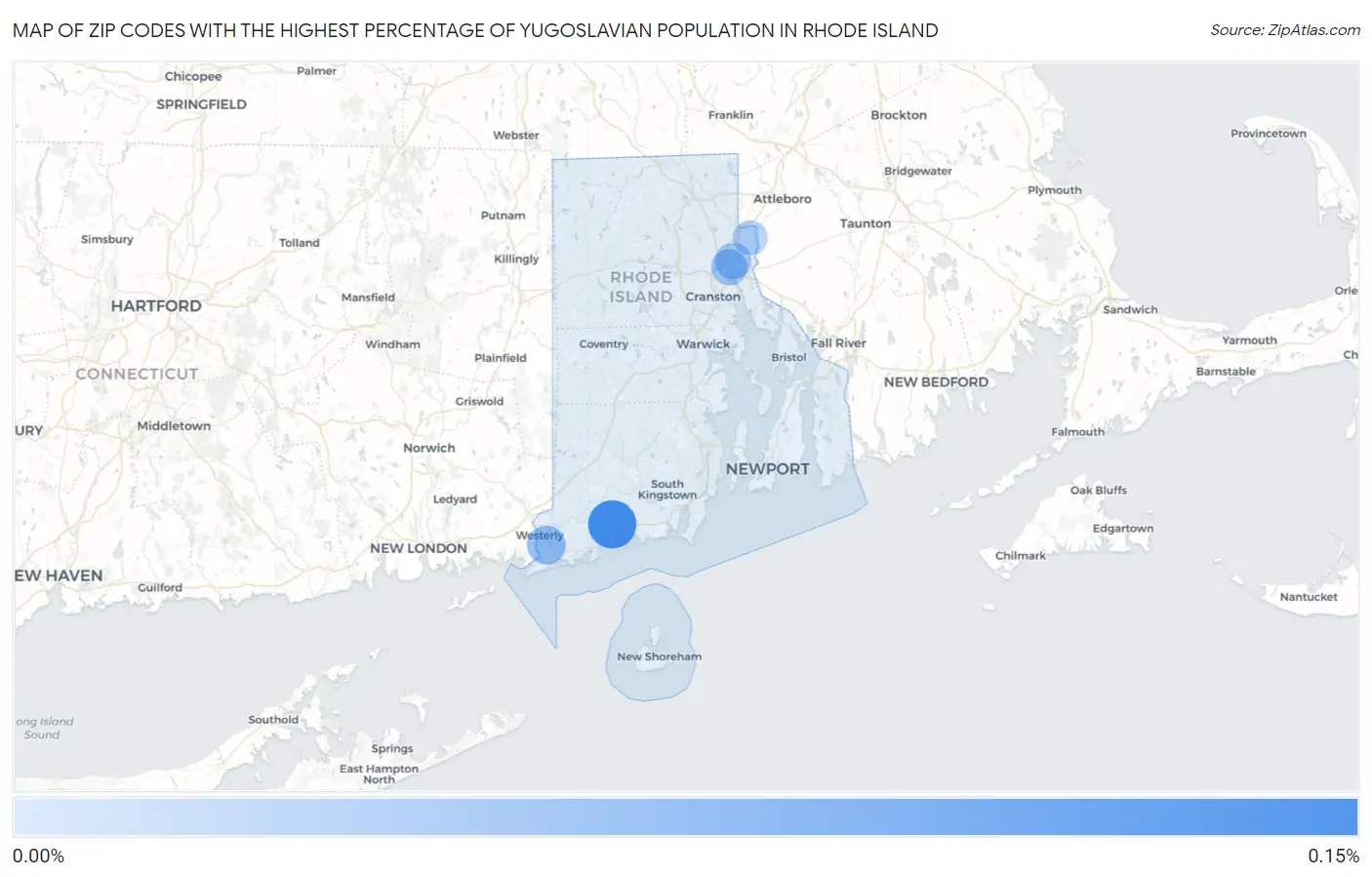 Zip Codes with the Highest Percentage of Yugoslavian Population in Rhode Island Map