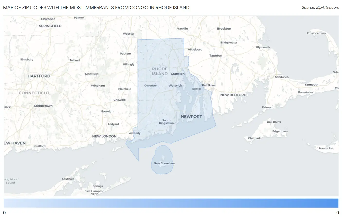 Zip Codes with the Most Immigrants from Congo in Rhode Island Map