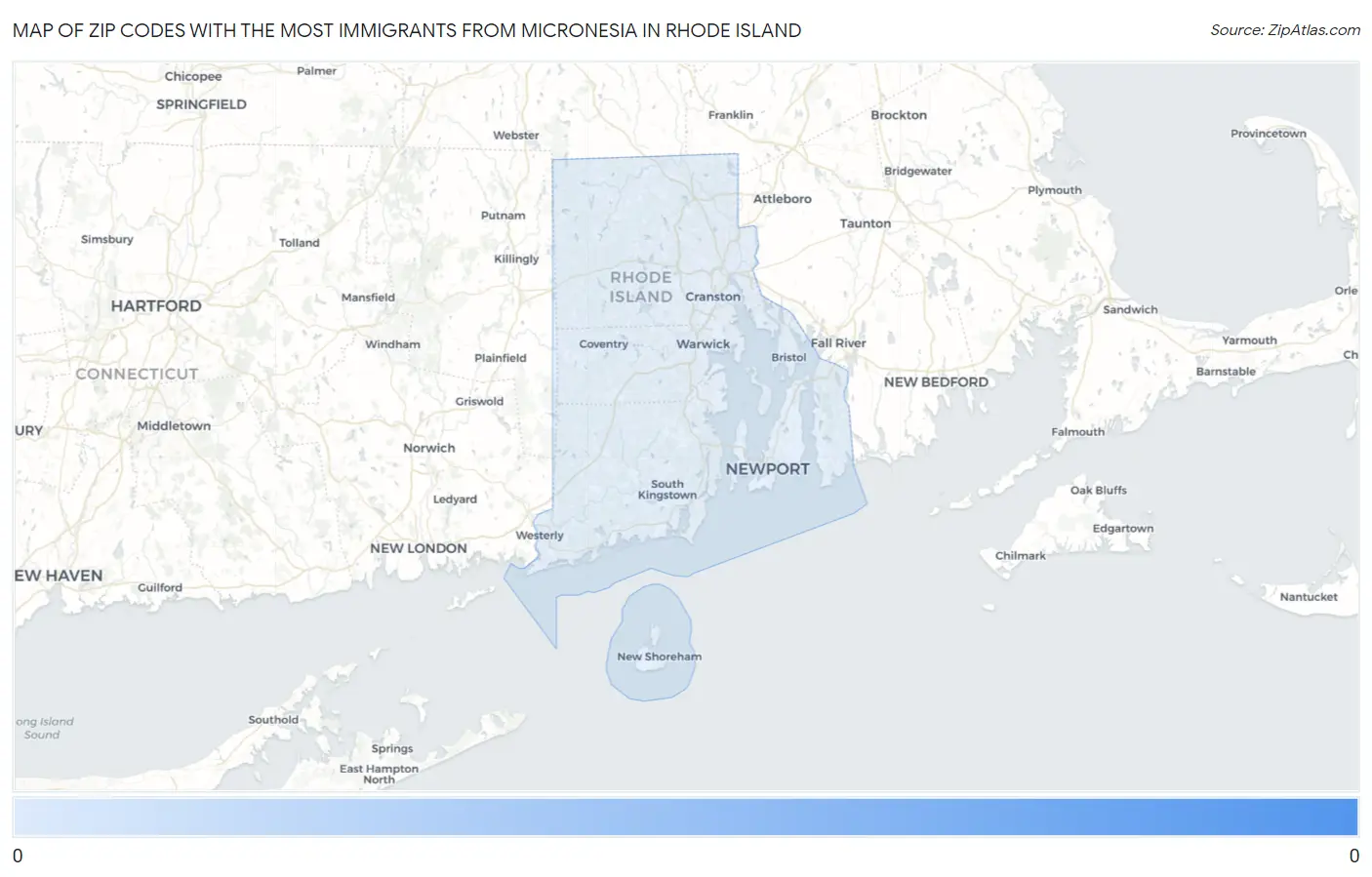 Zip Codes with the Most Immigrants from Micronesia in Rhode Island Map