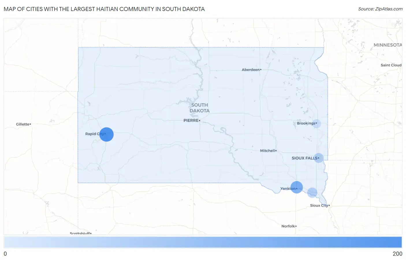 Cities with the Largest Haitian Community in South Dakota Map