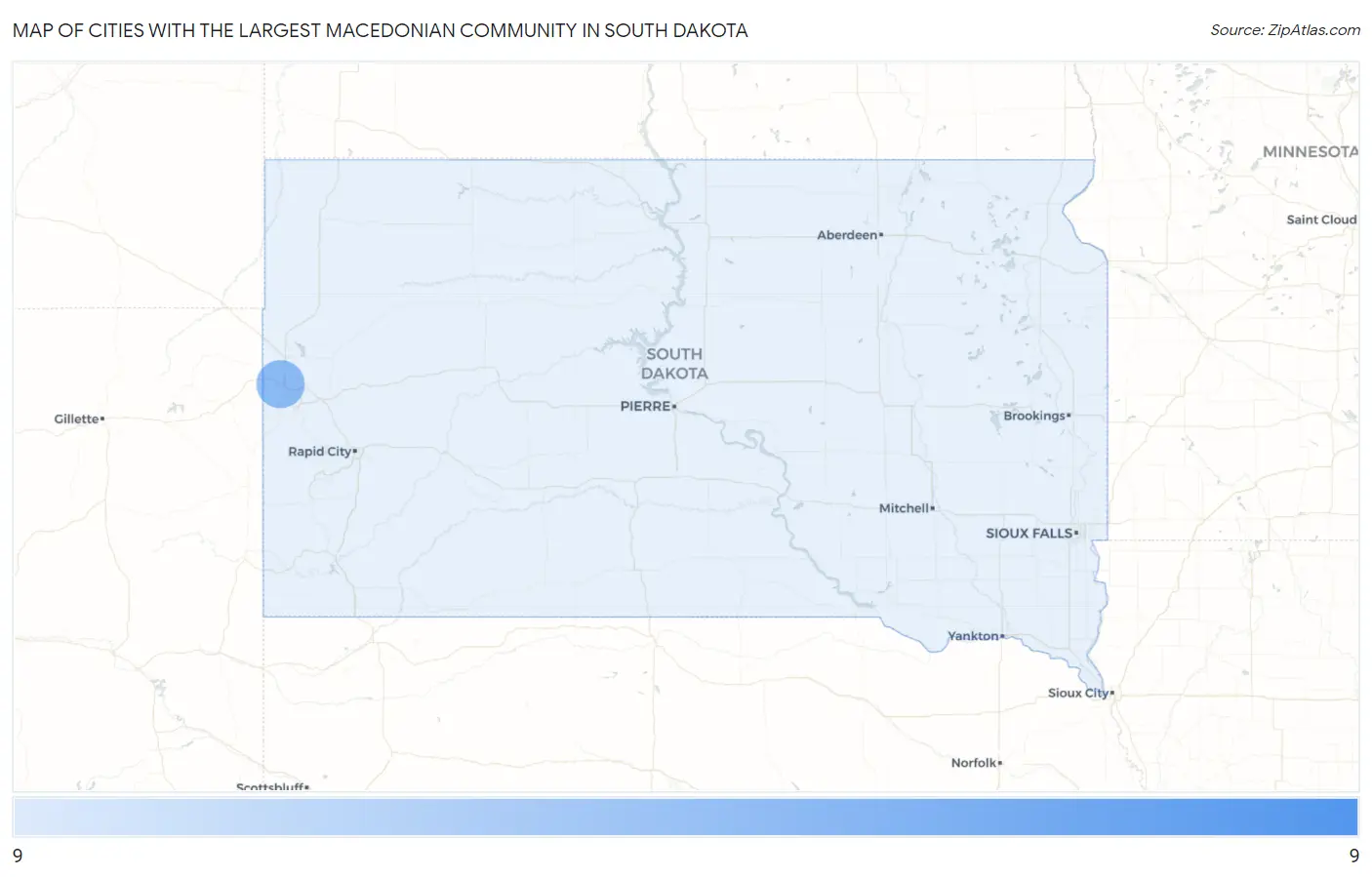 Cities with the Largest Macedonian Community in South Dakota Map