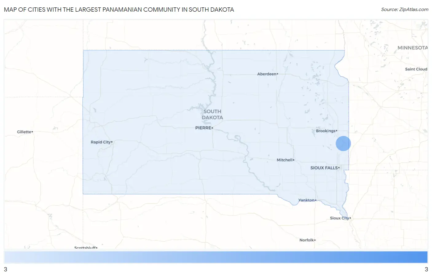 Cities with the Largest Panamanian Community in South Dakota Map