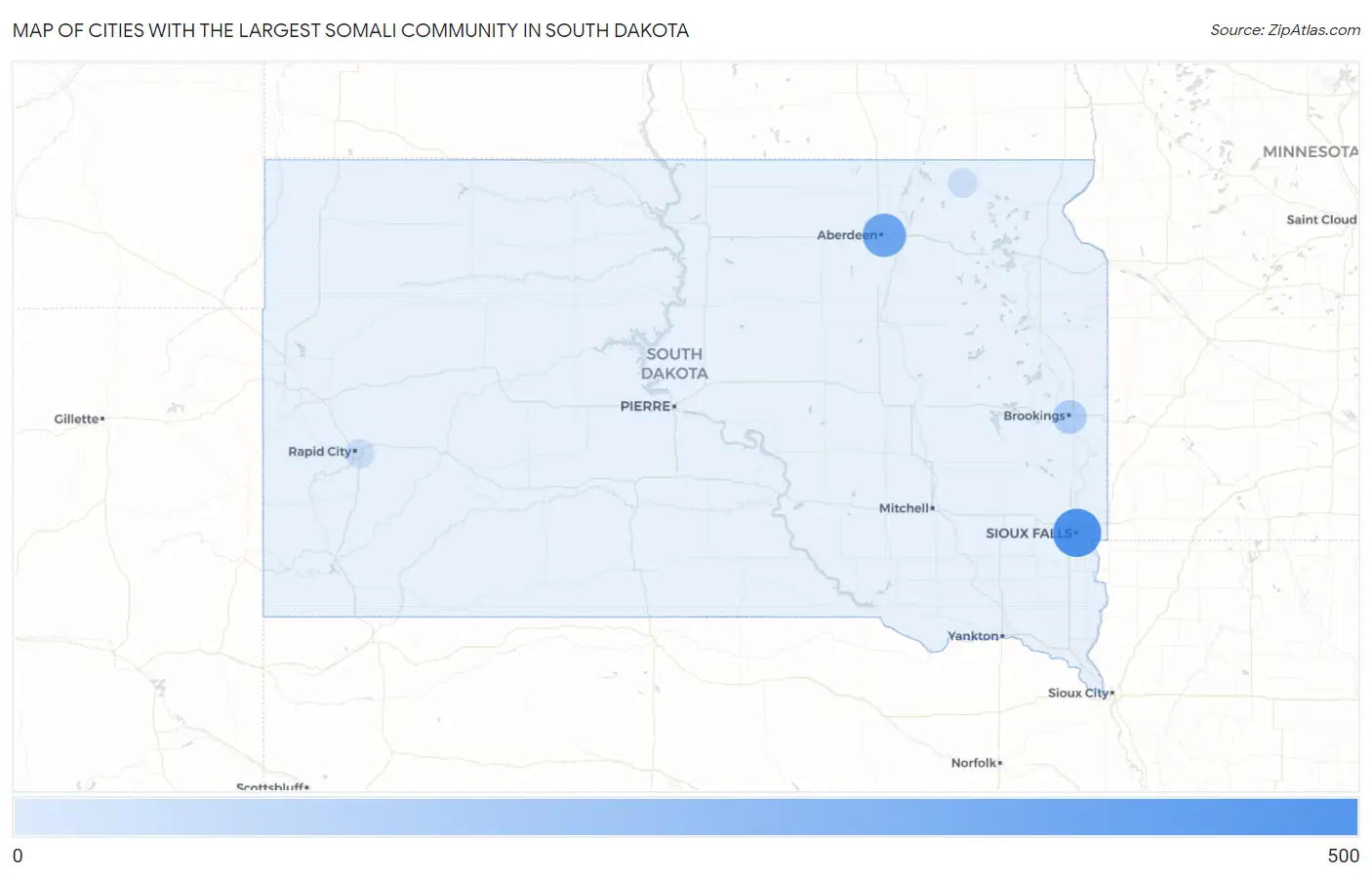 Cities with the Largest Somali Community in South Dakota Map