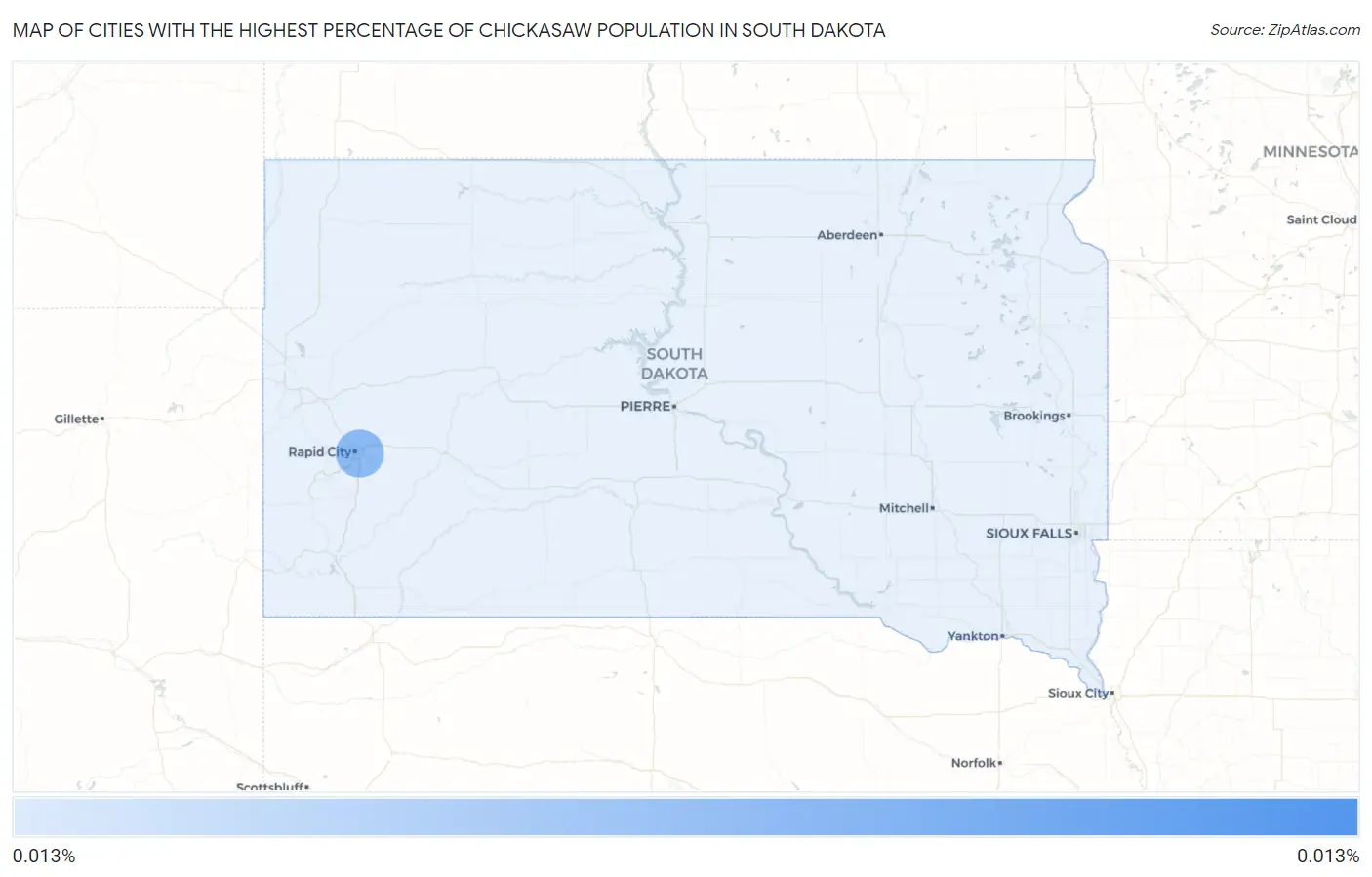 Cities with the Highest Percentage of Chickasaw Population in South Dakota Map