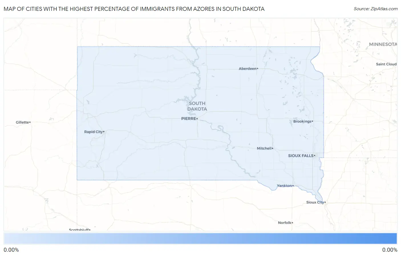 Cities with the Highest Percentage of Immigrants from Azores in South Dakota Map