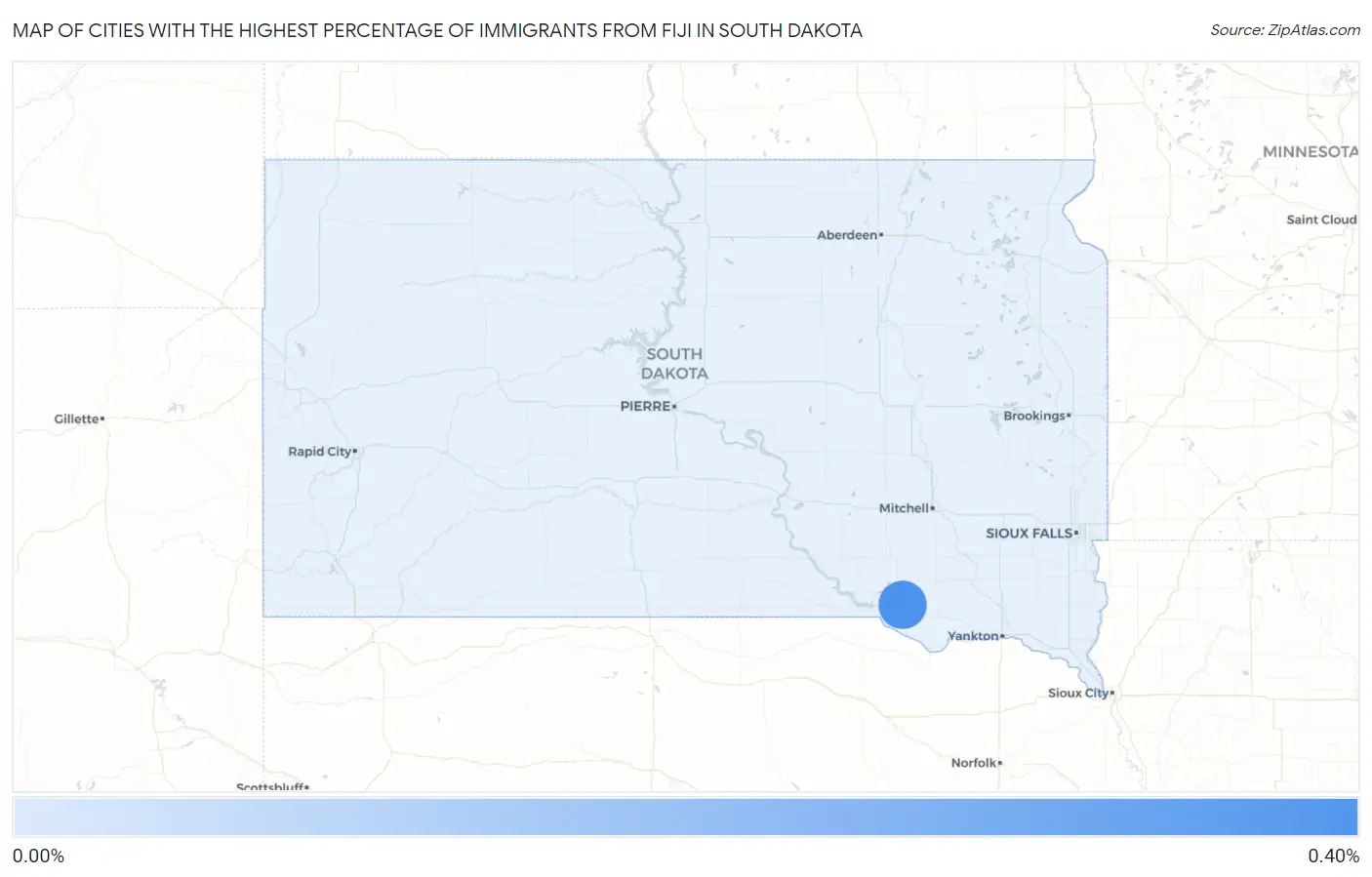 Cities with the Highest Percentage of Immigrants from Fiji in South Dakota Map