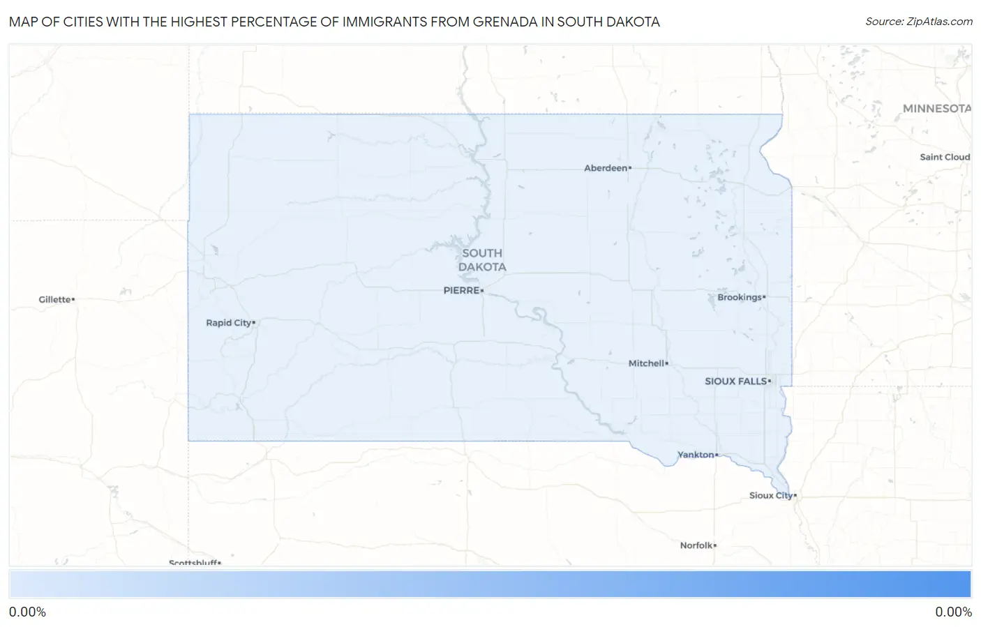Cities with the Highest Percentage of Immigrants from Grenada in South Dakota Map
